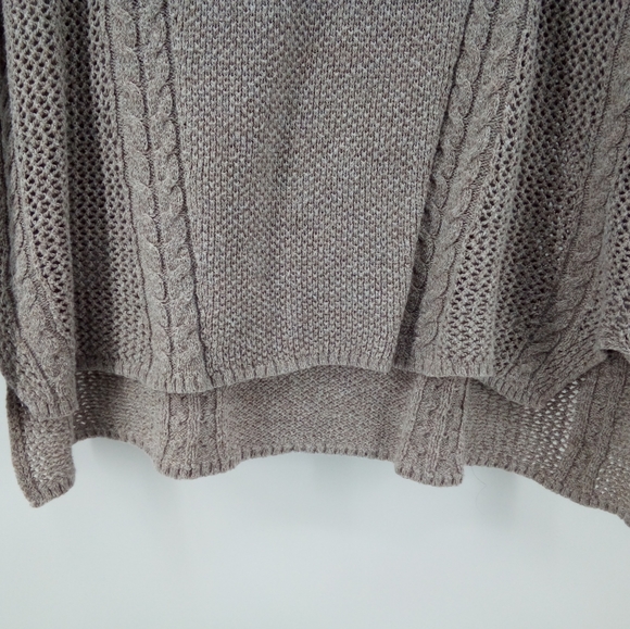 AEO 2017 Wool Cotton Blend Open Knit Oatmeal Tan Sweater S Beach Summer Fall - Picture 5 of 13